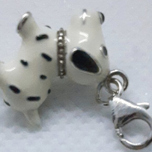 Dalmation Puppy Charm 925 Sterling and white enamel . Great Stocking Stuffer - Picture 6 of 7